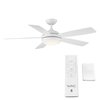Wac Odyssey 5-Blade Smart Ceiling Fan 54in Matte White with 3000K LED Light Kit and Remote Control F-005
